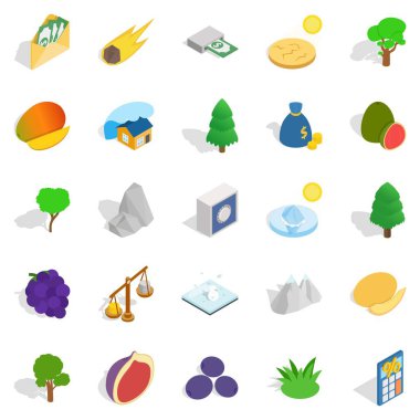 Doğa insanlar Icons set, izometrik stil olmadan