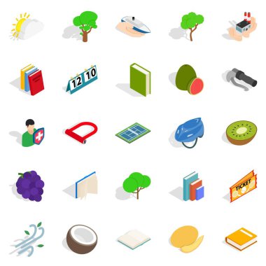 Doğal direnci Icons set, izometrik stili