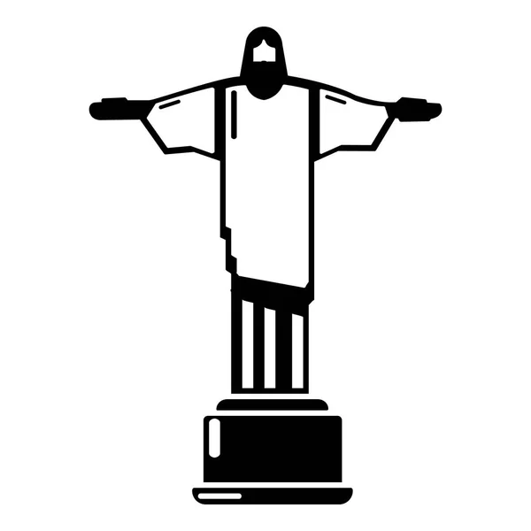 Cristo redentor pictogram, eenvoudige zwarte stijl — Stockvector