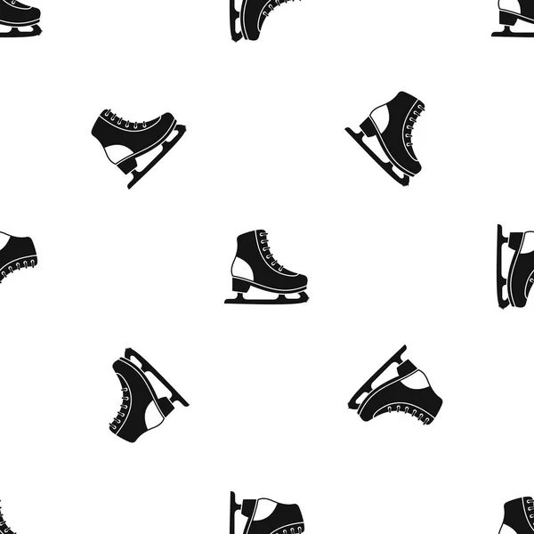 Modèle de patin à glace noir sans couture — Image vectorielle