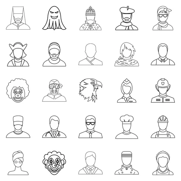 Kişileştirme Icons set, anahat stili