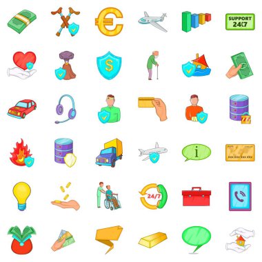 Sigorta Icons set, karikatür tarzı