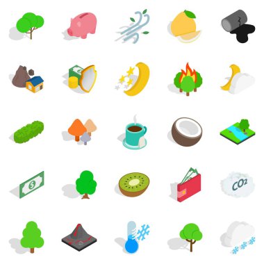 Yaşayan gezegen Icons set, izometrik stili