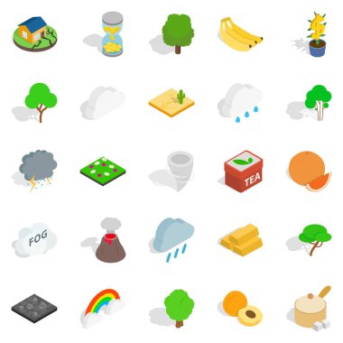 Doğa ana Icons set, izometrik tarzı