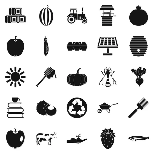 Conjunto de iconos de granja privada, estilo simple — Vector de stock