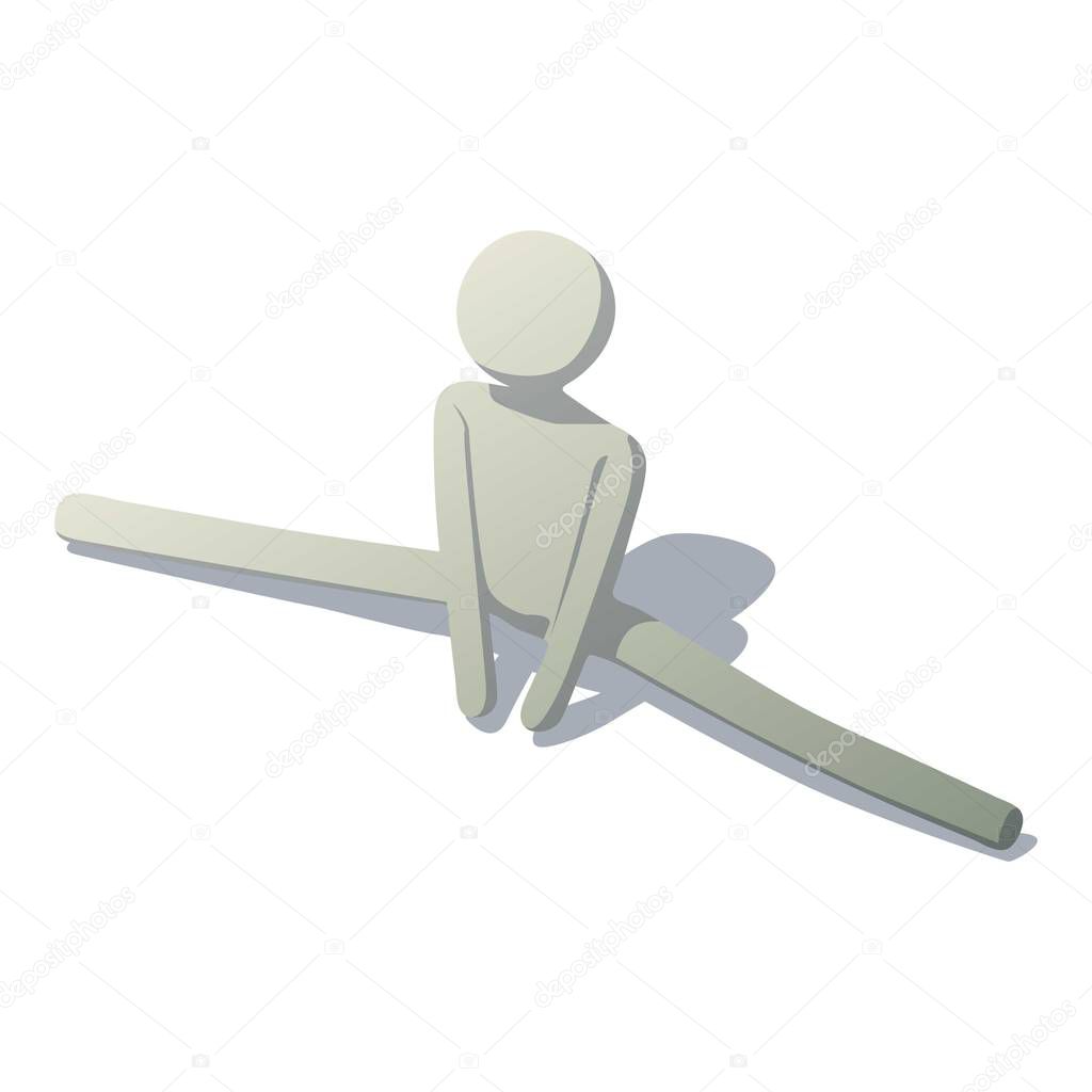 Stick man in splits icon. Isometric illustration of stick man in splits vector icon for web