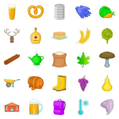 Soğuk sonbahar Icons set, karikatür tarzı