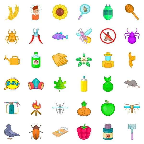 Ensemble d'icônes d'insectes, style dessin animé — Image vectorielle