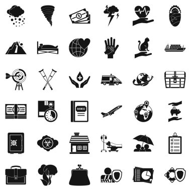 Sigorta Icons set, basit tarzı