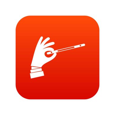 Sihirbaz el dijital kırmızı simge bir sihirli değnek ile