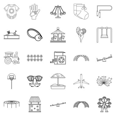 Küçük çocuk Icons set, anahat stili