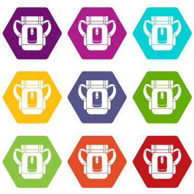 Renk altı yüzlü uyku tulumu Icon set