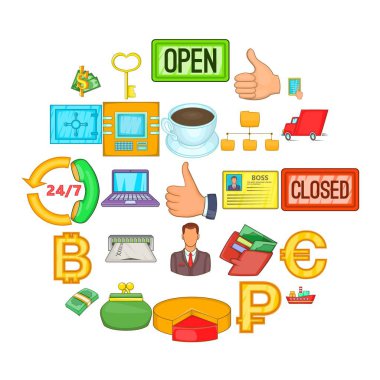 Çanta Icons set, karikatür tarzı