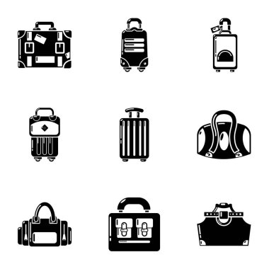 Seyahat çanta Icons set, basit tarzı