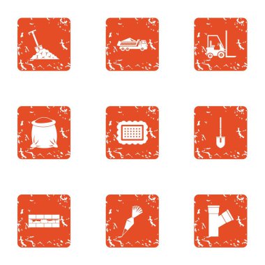 Icons set kazmaya. 9 kümesi grunge kazmaya beyaz arka plan üzerinde izole web için vektör simgeler