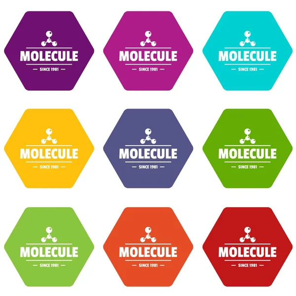 Molecule energy icons set 9 vector — Stock Vector