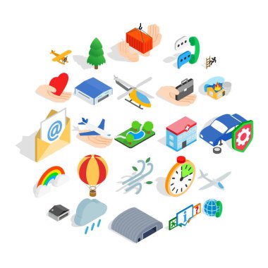 Işık Havacılık Icons set, izometrik stili
