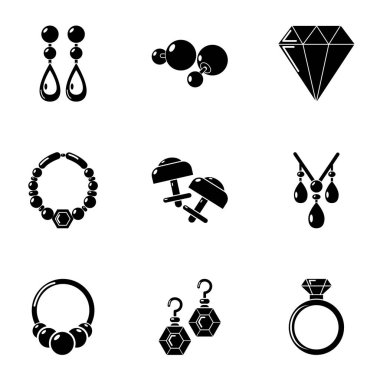 Bijouterie icons set, simple style