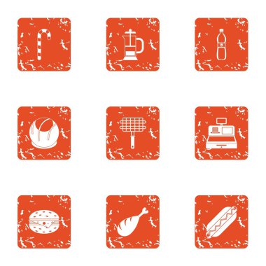 Dükkanı simgeler kümesi, grunge tarzı ızgara
