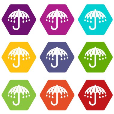 9 vektör ıslak şemsiye Icons set