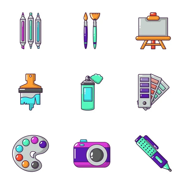 Conjunto de iconos de color, estilo de dibujos animados — Vector de stock