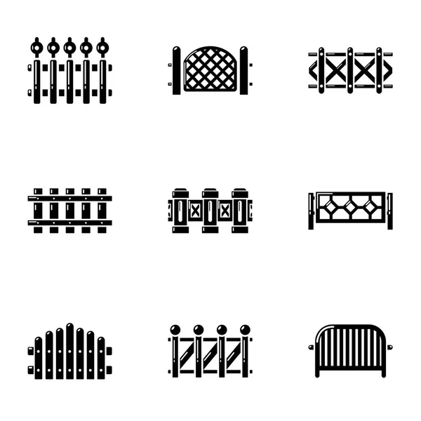 Conjunto de ícones de paliçada protetora, estilo simples — Vetor de Stock