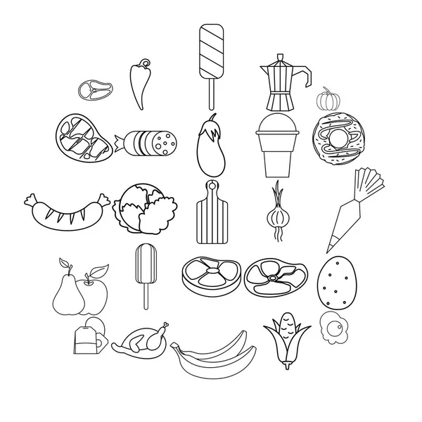 Voedsel voor alle pictogrammen ingesteld, schetsen stijl — Stockvector