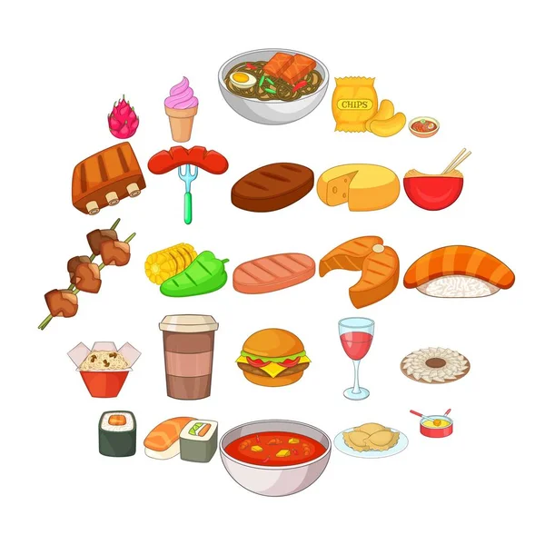 Hamburger icons set, cartoon style — Stock Vector