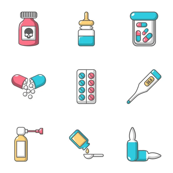 Poison man icons set, cartoon style — Stock Vector