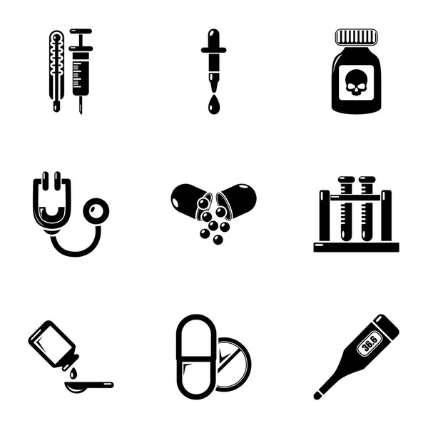 Werk gezondheid iconen set, eenvoudige stijl — Stockvector