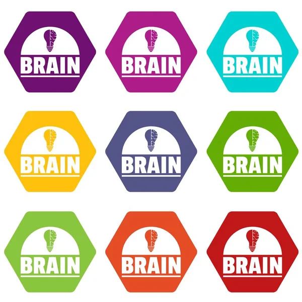 Brain idea icons set 9 vector — Stock Vector