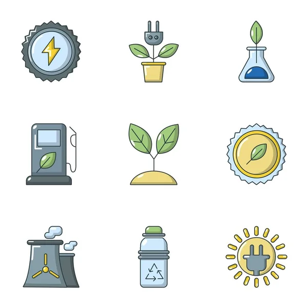 Refueling station icons set, cartoon style — Stock Vector