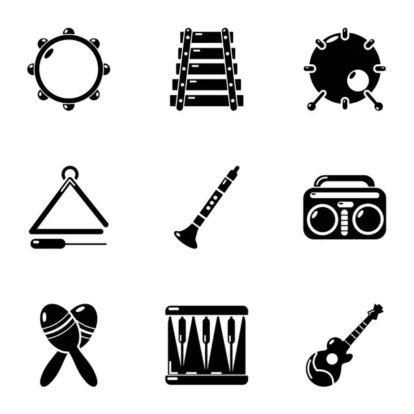 Ensemble d'icônes de musique harmonieuse, style simple — Image vectorielle