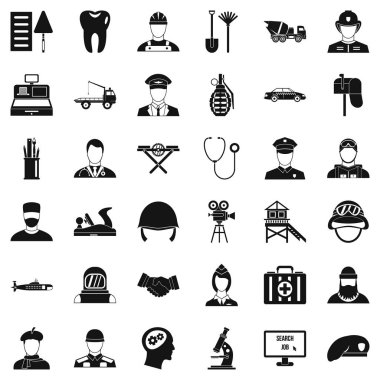 İş Icons set, basit tarzı