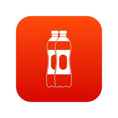 İki plastik şişe simgesi dijital kırmızı