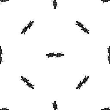 Dikenli tel desen sorunsuz siyah