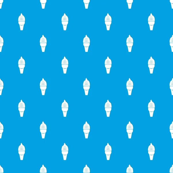 Helado en patrón de cono de gofre azul sin costuras — Vector de stock