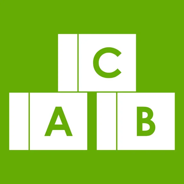 Cubi alfabeto con lettere A, B, C icona verde — Vettoriale Stock