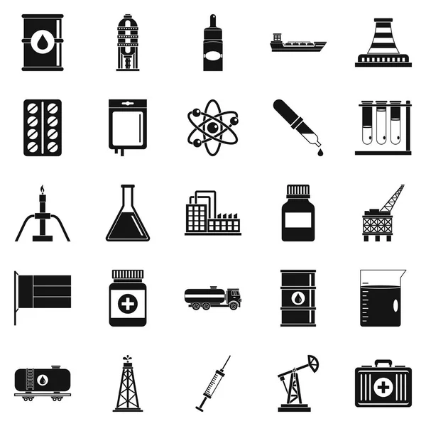 Conjunto de iconos de la industria, estilo simple — Vector de stock