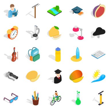 Okul yetiştirme Icons set, izometrik stili