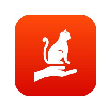Bir kedi tutan el simgesi dijital kırmızı