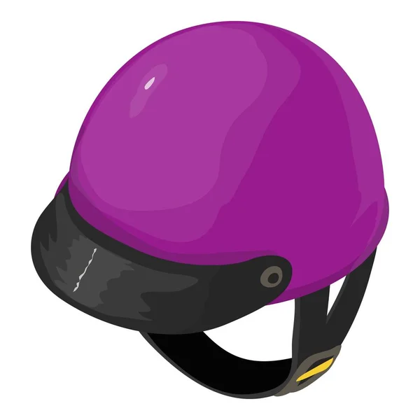 Casco de la motocicleta icono púrpura, estilo isométrico 3d — Vector de stock
