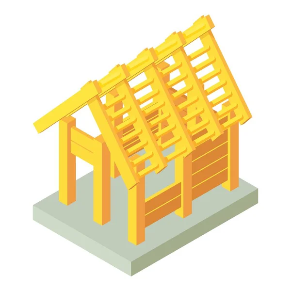 Edilizia icona in legno costruzione, isometrico in stile 3d — Vettoriale Stock