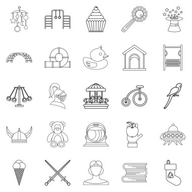 Zaman çocuk Icons set, anahat stili