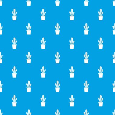 Kaktüs çiçeği pot desen kesintisiz mavi