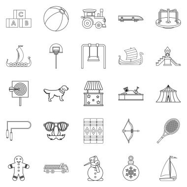 Dotish simgeler kümesi. Beyaz arka plan üzerinde izole web için 25 dotish vektör simge kümesi anahat