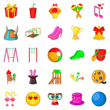 Çocuk Icons set, karikatür tarzı görsel şölen