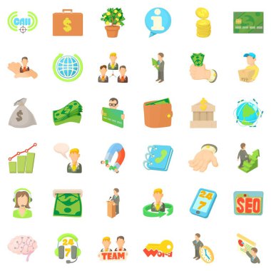 Office çalışma simgeler ayarla, tarzı çizgi film