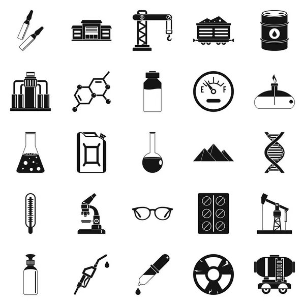 Conjunto de iconos de fábrica de procesamiento, estilo simple — Vector de stock