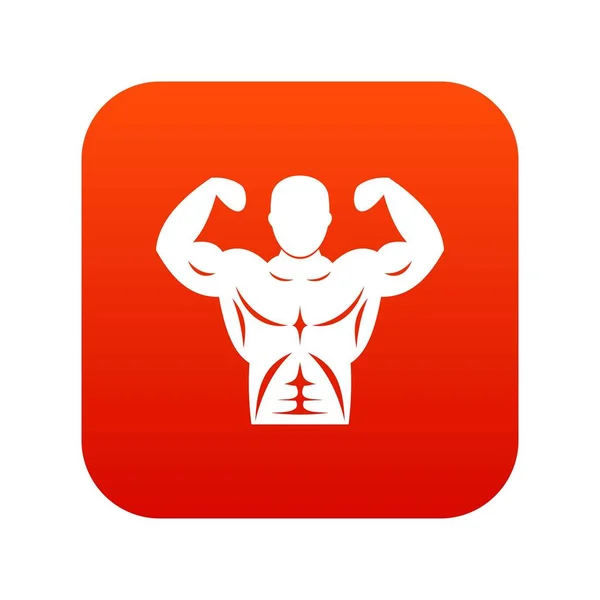 Homem atlético torso ícone digital vermelho —  Vetores de Stock
